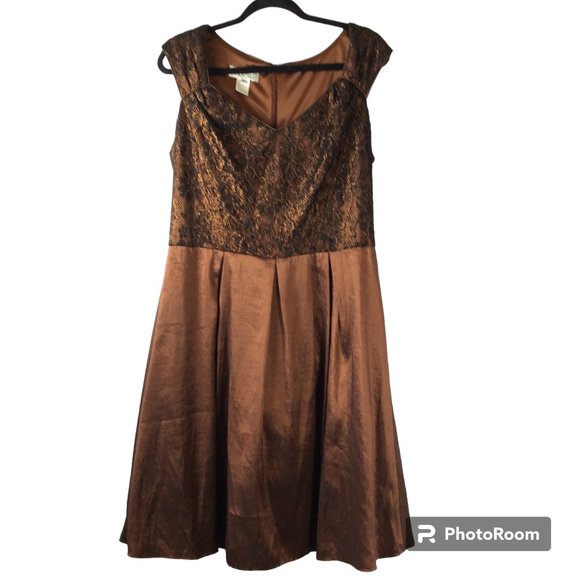 Patra Dresses & Skirts - Women's PATRA Formal Brown Lace Copper Dress A Line Knee Length Size 14